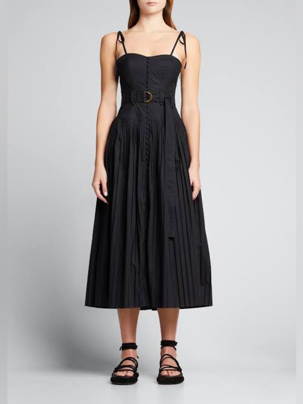 Ulla Johnson Cosette Pleated Dress in Noir size 10